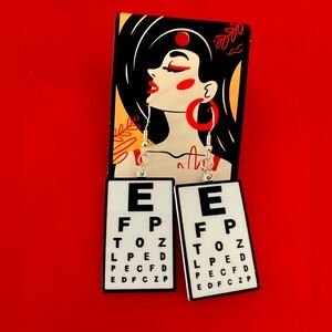 Optician / Eye Chart Earrings .